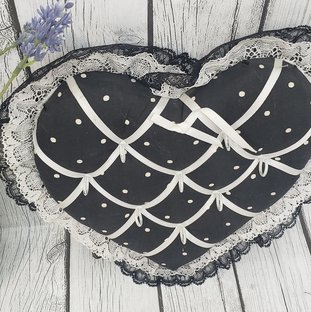 Vintage Handcrafter Pin Cushion Heart with White Hooks